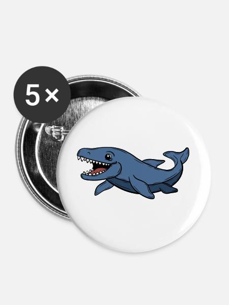 Dinosaurier  - Buttons groß 56 mm (5er Pack) - Weiß