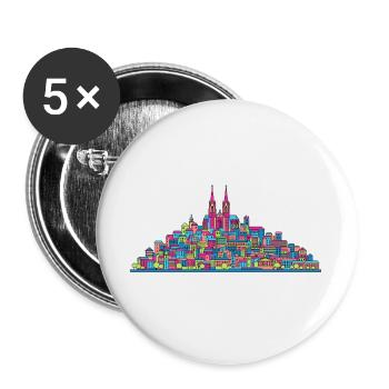 Lausanne City Skyline Cathedral Modern Line Art - Buttons large 2.2''/56 mm (5-pack) - white - Front