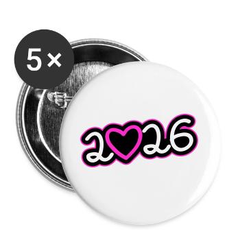 Cœur 2026 - Lot de 5 grands badges (56 mm) - blanc - Devant