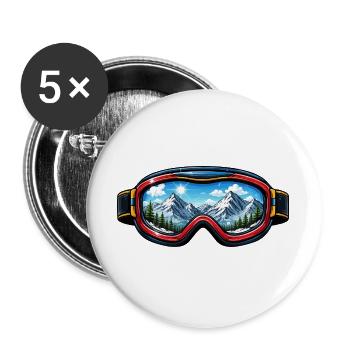 Skibrille Landschaft - Buttons groß 56 mm (5er Pack) - Weiß - Vorne
