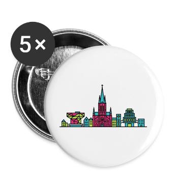 Antwerpener Stadtskyline-Kathedrale Moderne Linienkunst - Buttons groß 56 mm (5er Pack) - Weiß - Vorne