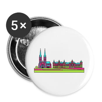 Silhouette de la ville de Szczecin Wały Chrobrego Art - Lot de 5 grands badges (56 mm) - blanc - Devant