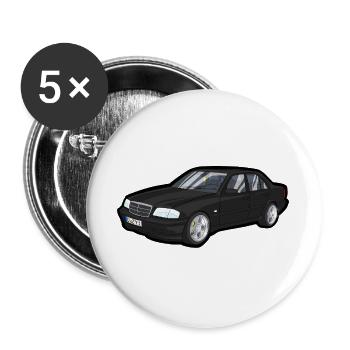 Black Luxury Car Cartoon - Buttons large 2.2''/56 mm (5-pack) - white - Front