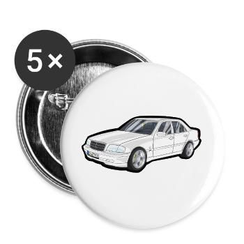 White Luxury Limousine Vector Print - Buttons large 2.2''/56 mm (5-pack) - white - Front