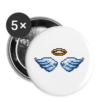 Retro Pixel Art Angel Wings and Halo - Buttons groß 56 mm (5er Pack) - Weiß - Vorne