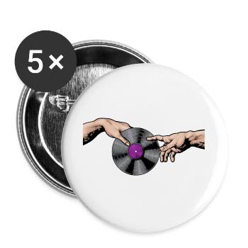 Mains touchant l’art d’un disque vinyle - Lot de 5 grands badges (56 mm) - blanc - Devant