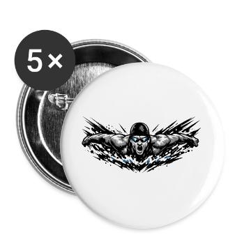 Swimmers in Water Power Sport Motif - Buttons large 2.2''/56 mm (5-pack) - white - Front