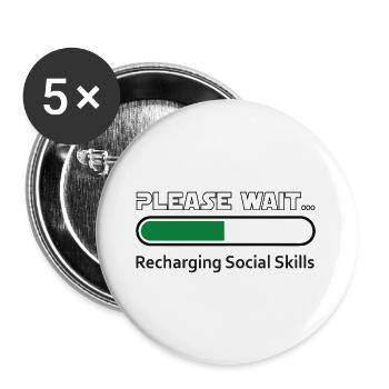 Recharger les compétences sociales - pour un fond blanc - Lot de 5 grands badges (56 mm) - blanc - Devant