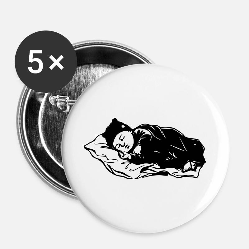 Baby schläft - Buttons groß 56 mm (5er Pack) - Weiß