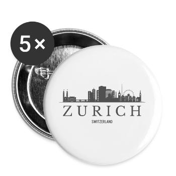Zurich Switzerland, Zurich skyline - Buttons large 2.2''/56 mm (5-pack) - white - Front