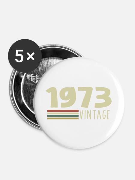 1973-Jubiläum-1973-retro-1973 - Buttons groß 56 mm (5er Pack) - Weiß