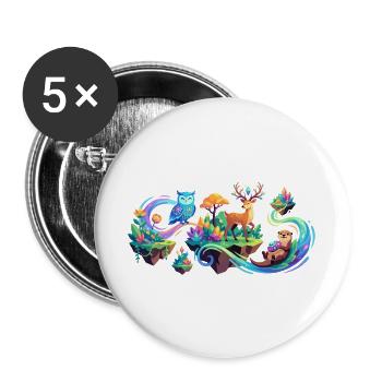 Magical Animals Enchanted Forest Cool Kids Forest Motif - Buttons large 2.2''/56 mm (5-pack) - white - Front
