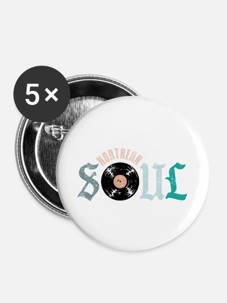 Northern Soul Music Vinyl - Buttons groß 56 mm (5er Pack) - Weiß
