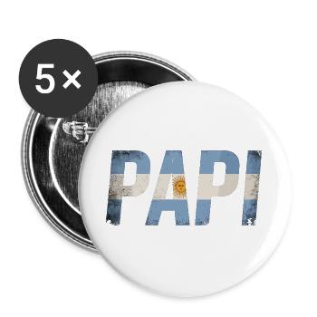 Papi Argentinien Flagge Vintage Papa - Buttons groß 56 mm (5er Pack) - Weiß - Vorne