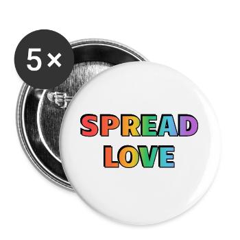 Typographie arc-en-ciel Spread Love - Lot de 5 grands badges (56 mm) - blanc - Devant