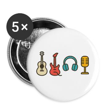 Notes musicales : Cadeau de conception rythmique et rythmique - Lot de 5 grands badges (56 mm) - blanc - Devant