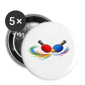 Tennis de table Chemise de raquette Sport de ping-pong - Lot de 5 grands badges (56 mm) - blanc - Devant