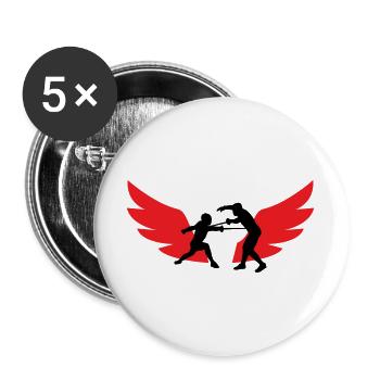 Escrimeur ailé : la vitesse du sabre et du fer - Lot de 5 grands badges (56 mm) - blanc - Devant