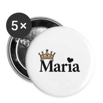 Maria Vorname Krone Herz Geschenkidee - Buttons groß 56 mm (5er Pack) - Weiß - Vorne