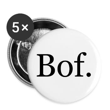 "Bof." T-shirt – minimalist French humor - Buttons large 2.2''/56 mm (5-pack) - white - Front