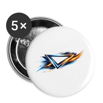 Trikot Design Dreieck Blau Orange Sportlich Stil - Buttons groß 56 mm (5er Pack) - Weiß - Vorne