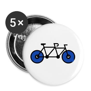 Romantisches Tandem Fahrrad Paar - Buttons groß 56 mm (5er Pack) - Weiß - Vorne