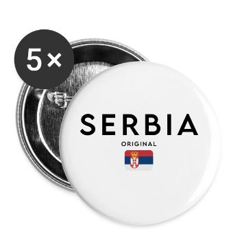 Flagge Serbiens, elegantes minimalistisches Design - Buttons groß 56 mm (5er Pack) - Weiß - Vorne