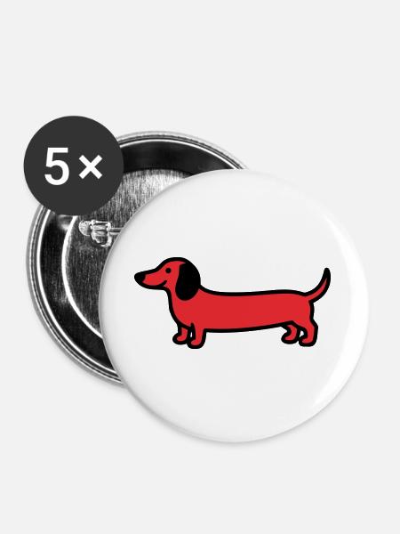 Jagdhund Dackel Profil Vektor - Buttons groß 56 mm (5er Pack) - Weiß