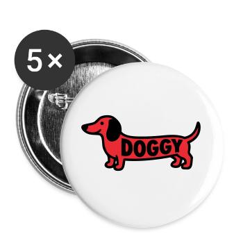 Dackel Hund Doggy Spruch Rot - Buttons groß 56 mm (5er Pack) - Weiß - Vorne