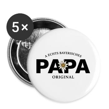 Bayerisches Original - Papa - Buttons groß 56 mm (5er Pack) - Weiß - Vorne