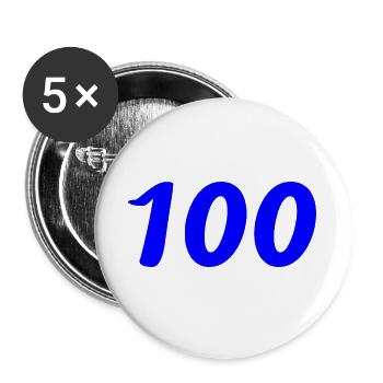 100. 100 ANS. 100e ANNIVERSAIRE. ANNIVERSAIRE 100  - Lot de 5 grands badges (56 mm) - blanc - Devant