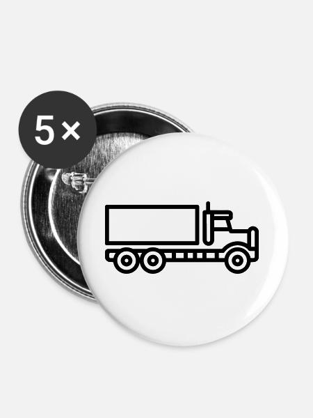 Lkw - Buttons groß 56 mm (5er Pack) - Weiß