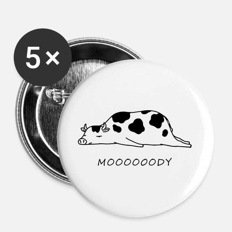 Kuh - Buttons groß 56 mm (5er Pack) - Weiß