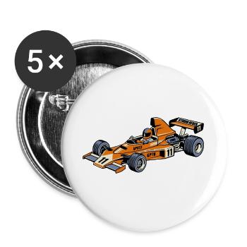 Rennwagen Vintage Orange - Buttons groß 56 mm (5er Pack) - Weiß - Vorne