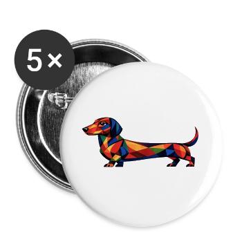 Geometrischer Dackel - Buttons groß 56 mm (5er Pack) - Weiß - Vorne