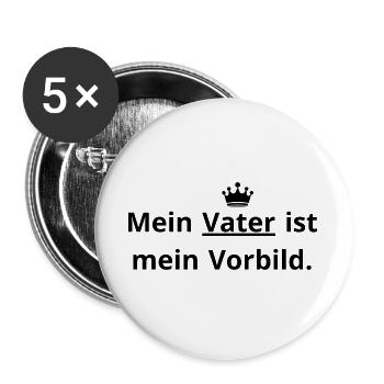 Papa Vorbild: Mein Held im Leben. - Buttons groß 56 mm (5er Pack) - Weiß - Vorne