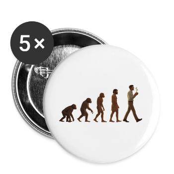 Evolutionary journey: From ape to coffee-drinking man - Buttons large 2.2''/56 mm (5-pack) - white - Front