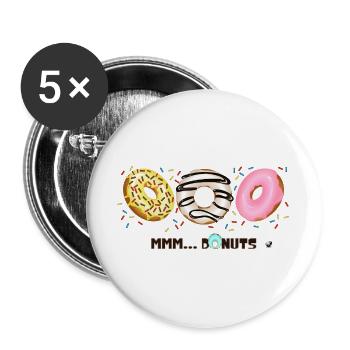 Glasierte Donuts mit Sprinkles Abbildung - Buttons groß 56 mm (5er Pack) - Weiß - Vorne