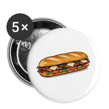 Knuspriger HotDog Comicstil - Buttons groß 56 mm (5er Pack) - Weiß - Vorne