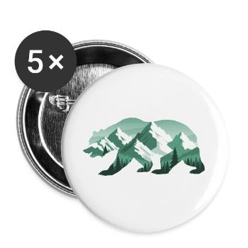 Bear Nature Mountains Forest - Buttons large 2.2''/56 mm (5-pack) - white - Front