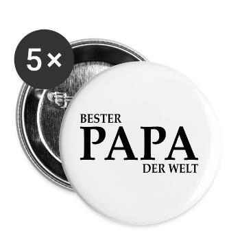 Bester Papa der Welt  - Buttons groß 56 mm (5er Pack) - Weiß - Vorne