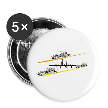 Chopper Motorrad Herzschlag - Buttons groß 56 mm (5er Pack) - Weiß - Vorne