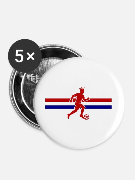 Fussballer Niederlande Fussball Holland - Buttons groß 56 mm (5er Pack) - Weiß
