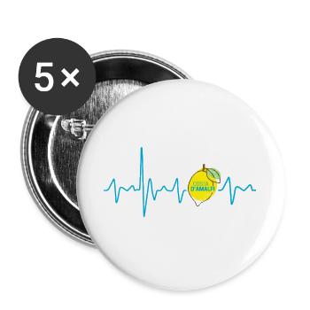 Costa d'Amalfi in Italien Heartbeat Amalfiküste - Buttons groß 56 mm (5er Pack) - Weiß - Vorne