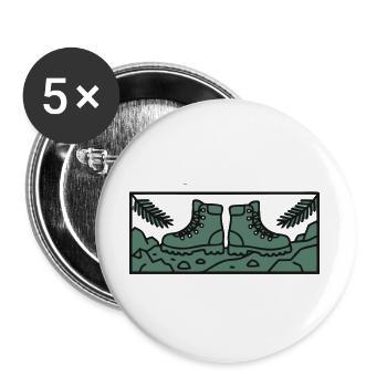 Groupe de randonnée Mountains Walking Boots en plein air - Lot de 5 grands badges (56 mm) - blanc - Devant