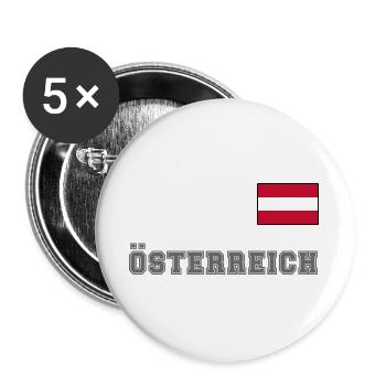 ÖSTERREICH Trikot Look - Flagge Fahne auf Brust - Buttons groß 56 mm (5er Pack) - Weiß - Vorne
