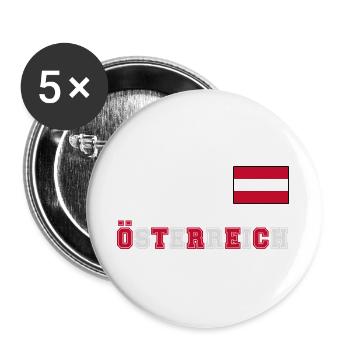ÖSTERREICH Trikot Look - Flagge Fahne auf Brust - Buttons groß 56 mm (5er Pack) - Weiß - Vorne