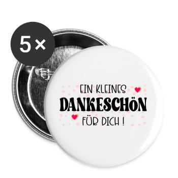 Kleines Dankeschön - Buttons groß 56 mm (5er Pack) - Weiß - Vorne