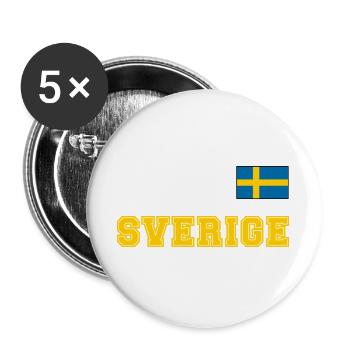 SCHWEDEN - SVERIGE Trikot Look - Flagge auf Brust - Buttons groß 56 mm (5er Pack) - Weiß - Vorne