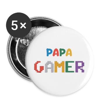 Gamer Dad - Buttons large 2.2''/56 mm (5-pack) - white - Front